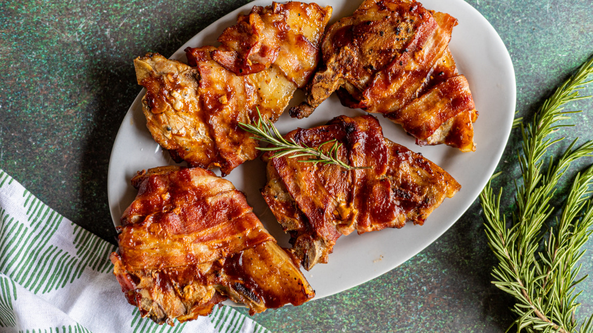 Bacon Wrapped Pork Chops With BBQ Sauce